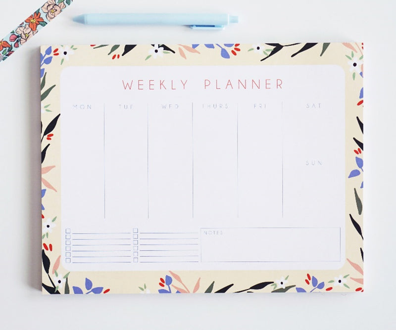 Light Yellow Whimsical Floral Weekly Planner