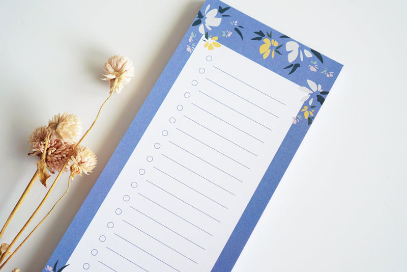 Cloud Blue Floral Checklist Notepad