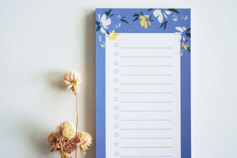 Cloud Blue Floral Checklist Notepad