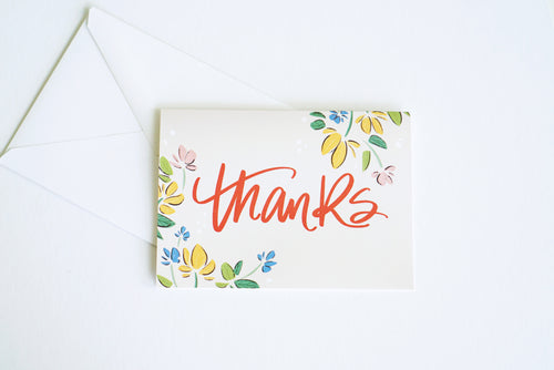Neutral Floral Thank You Card Set of 10
