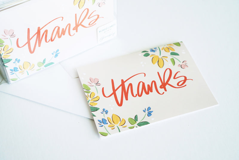 Neutral Floral Thank You Card Set of 10