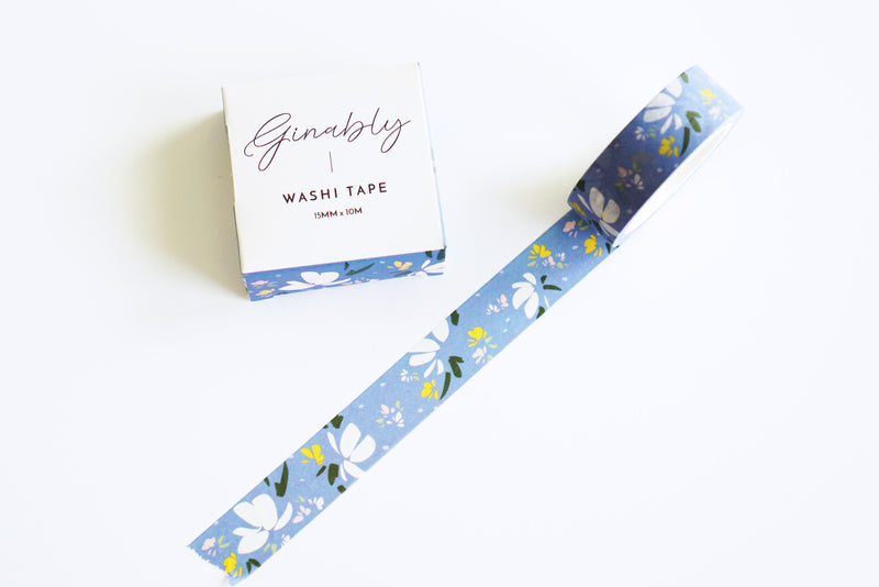 Cloud Blue Floral Pattern Washi Tape