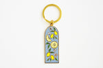 Cloud Blue Lemon Pattern Hard Enamel Gold Keychain