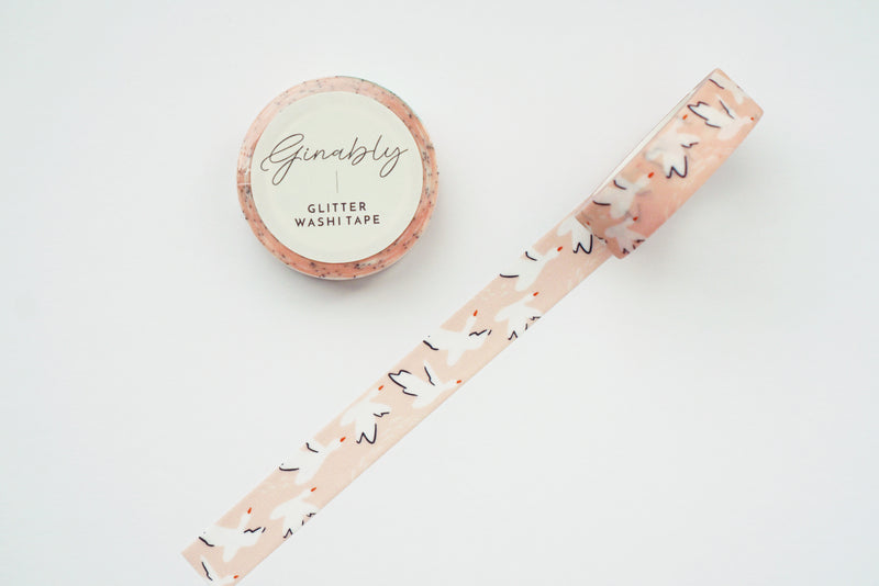 Swan Pattern Glitter Washi Tape