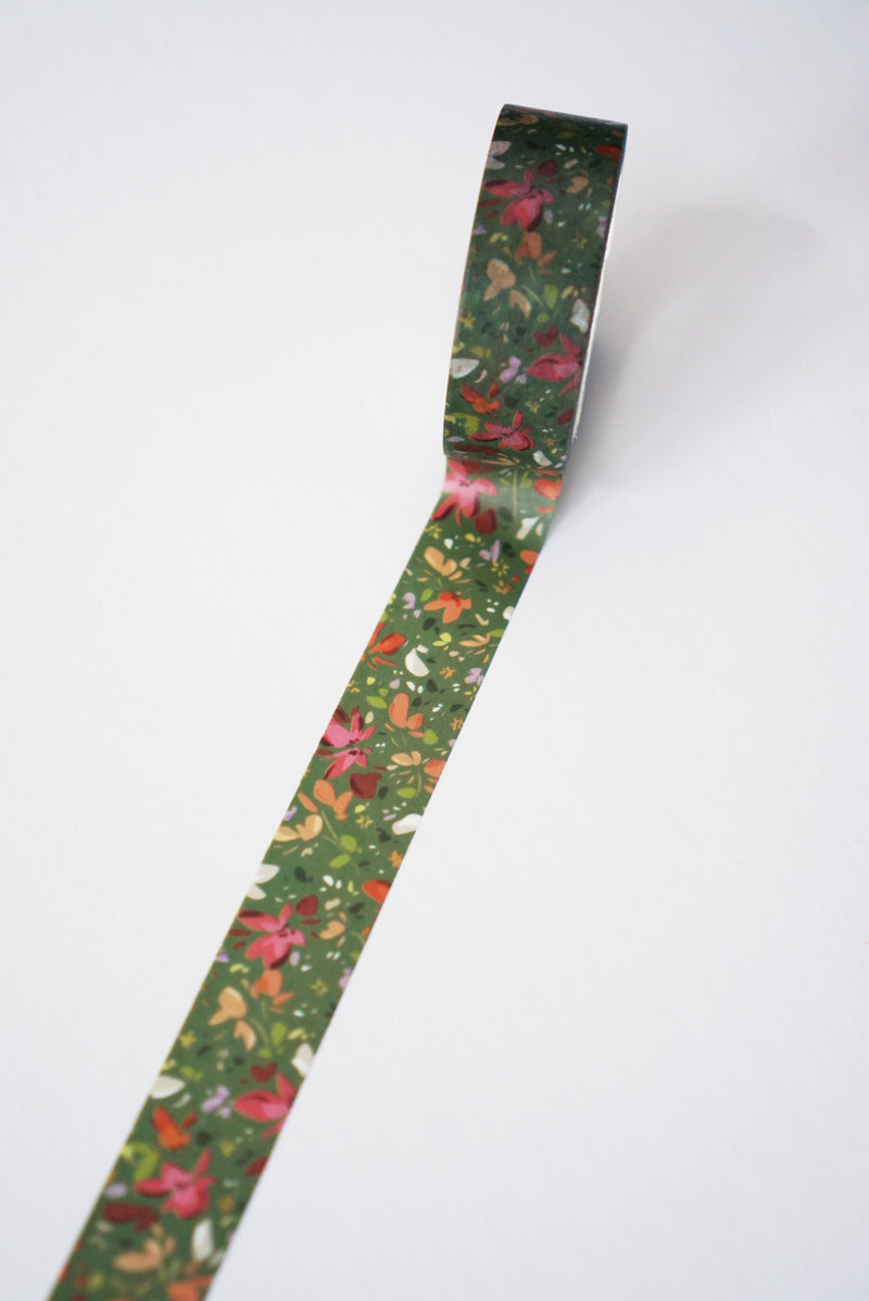 High Tea Inspired Vintage Green and Pink Floral Washi Tape