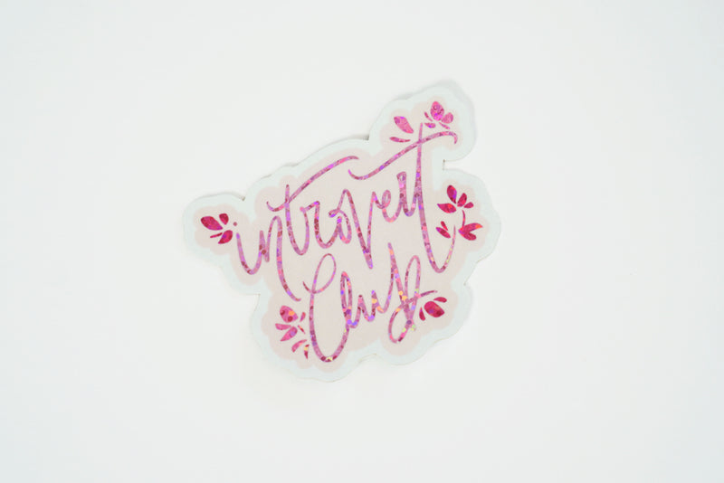 Pink Introvert Club Glossy Glitter Vinyl Sticker