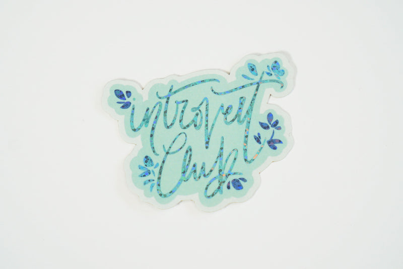 Blue Introvert Club Glossy Glitter Vinyl Sticker