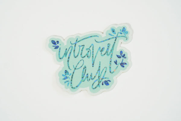 Blue Introvert Club Glossy Glitter Vinyl Sticker – Ginably