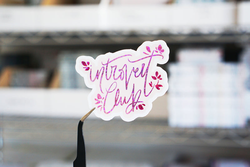 Pink Introvert Club Glossy Glitter Vinyl Sticker