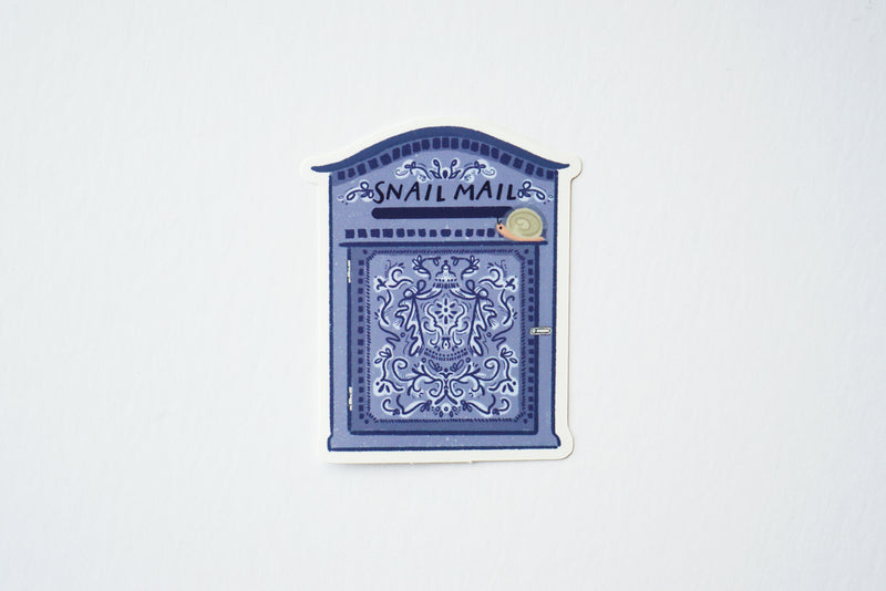 Blue Snail Mail Vintage Mailbox Matte Sticker