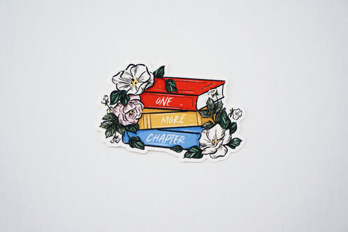 One More Chapter Book Stack Sticker