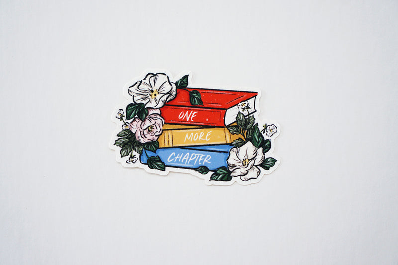 One More Chapter Book Stack Sticker