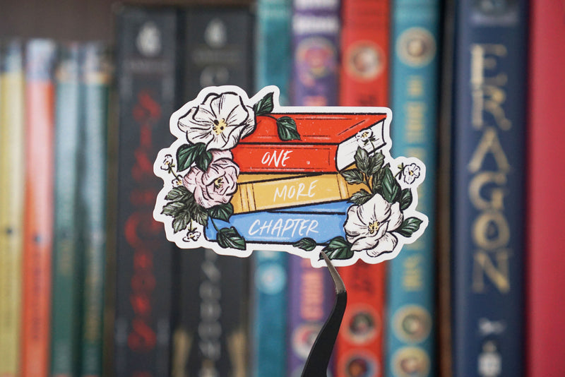 One More Chapter Book Stack Sticker