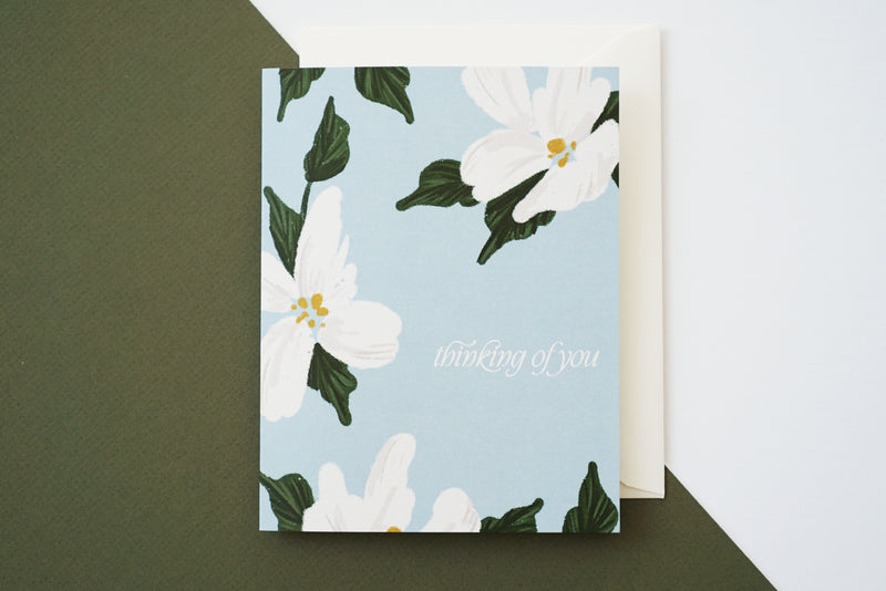 Thinking of You White Floral Card