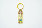 Book Society Gold Enamel Keychain, Light