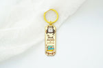 Book Society Gold Enamel Keychain, Light