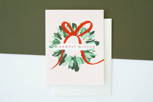 Pink Warmest Wishes Holiday Card