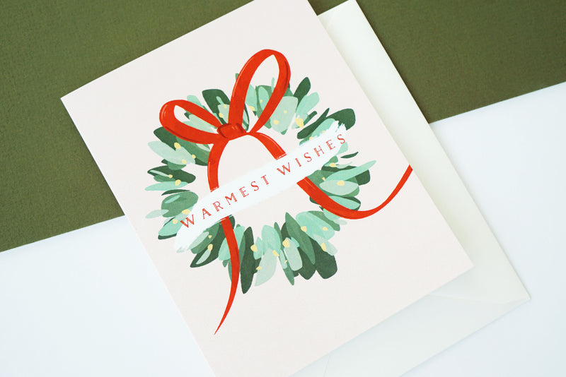 Pink Warmest Wishes Holiday Card