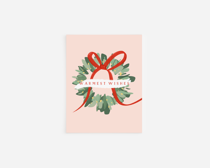 Pink Warmest Wishes Holiday Card
