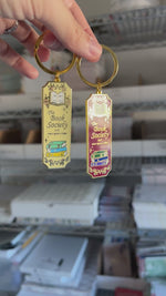 Book Society Gold Enamel Keychain, Dark