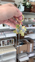 Texas Bluebonnet Hard Enamel Gold Keychain
