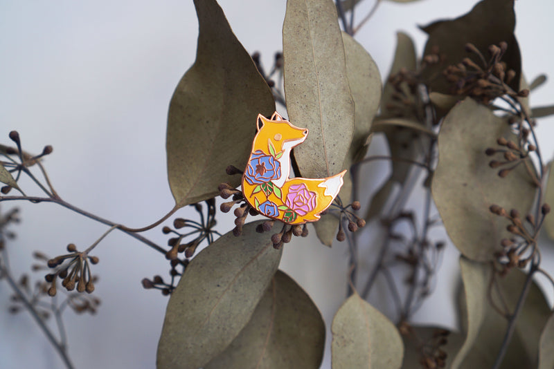 Floral Fox Pin