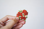 Red Floral Badge Pin