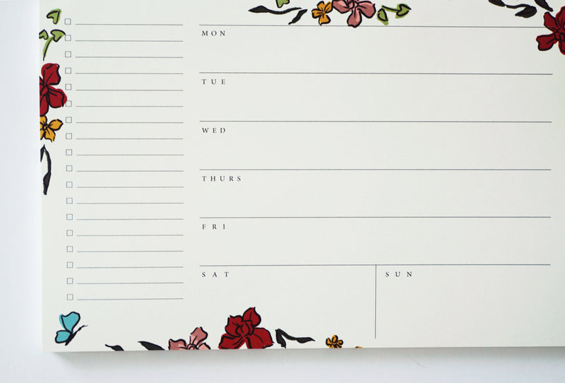 Cream Floral Weekly Planner