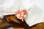 Red Floral Badge Pin