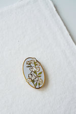 White and Lilac Floral Pin