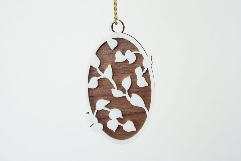 White and Walnut Leaves Ornament