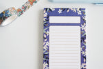 Medium Blue Floral Lined Notepad