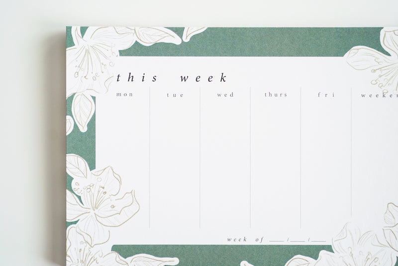 Green Floral Weekly Planner