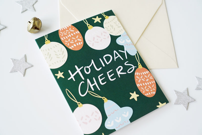Green Holiday Ornament Card