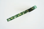 Vivid Green and Cream Floral Pattern Washi Tape