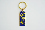 Blue Lemon Pattern Hard Enamel Gold Keychain