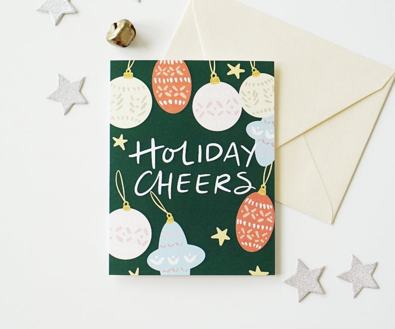 Green Holiday Ornament Card