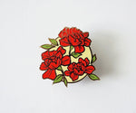 Red Floral Badge Pin