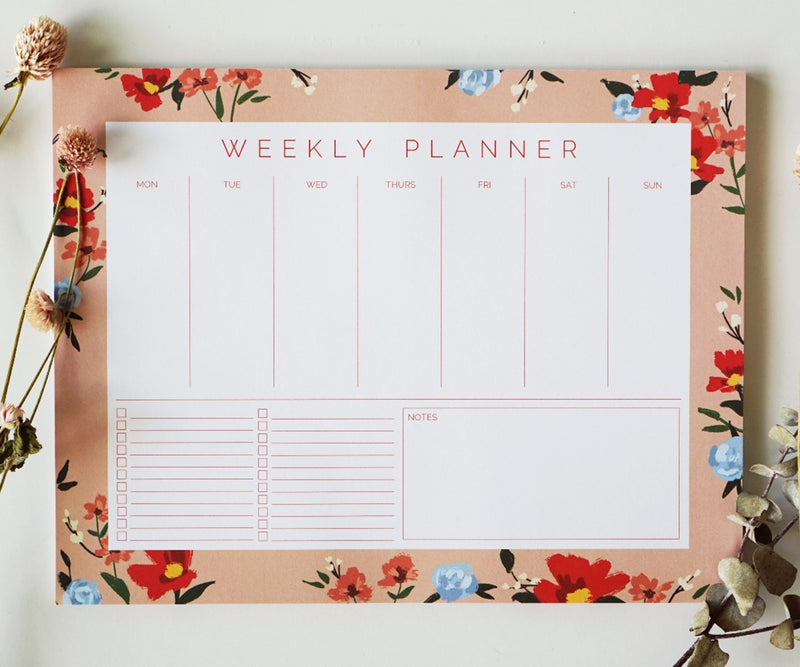 Peach Floral Weekly Planner