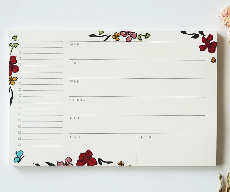 Cream Floral Weekly Planner