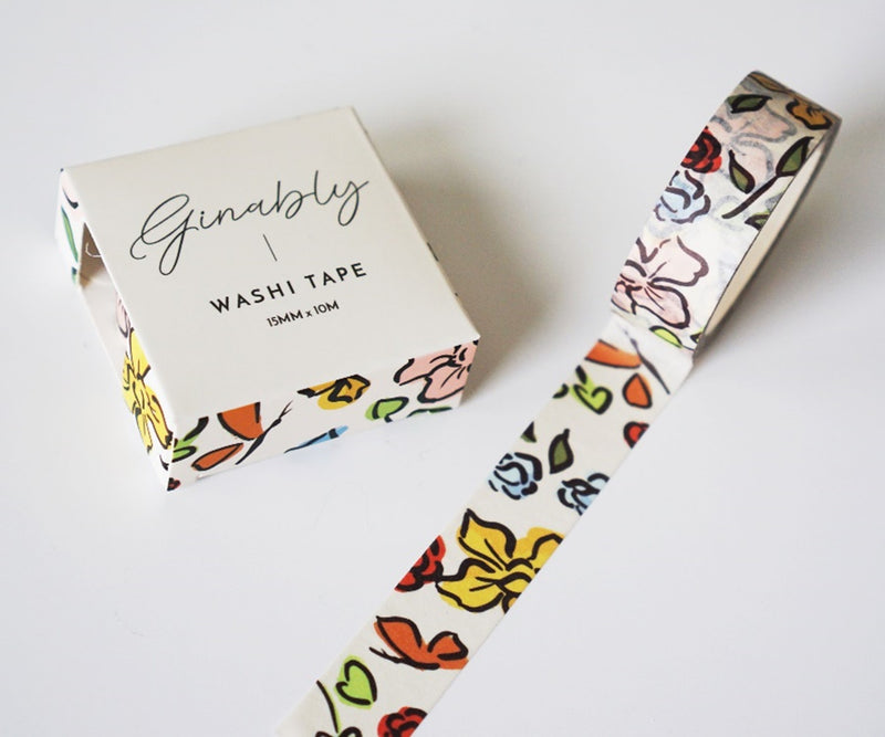 Cream Floral Illustration Washi Tape