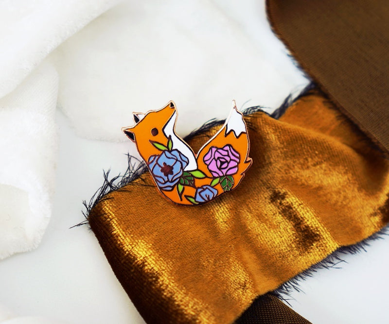 Floral Fox Pin