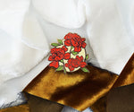 Red Floral Badge Pin