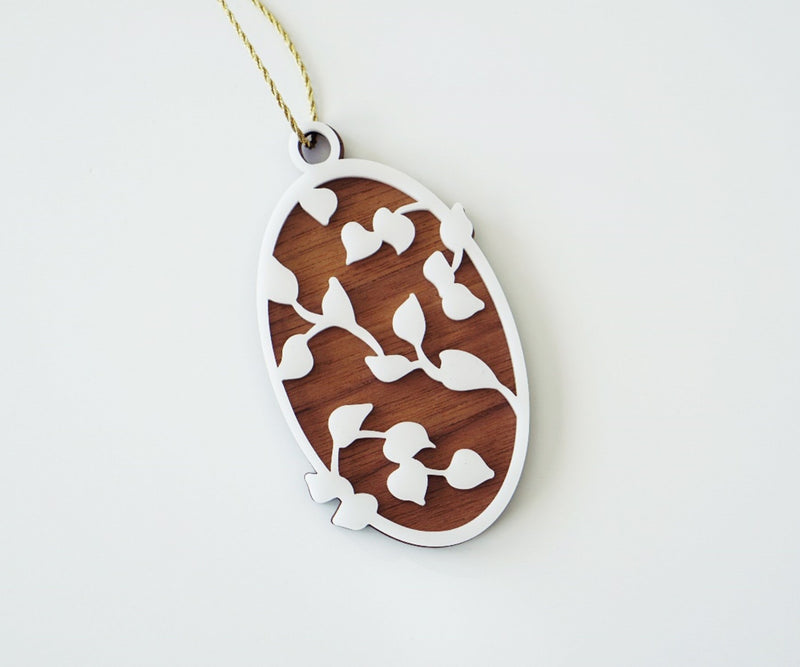 White and Walnut Leaves Ornament