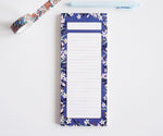 Medium Blue Floral Lined Notepad