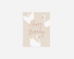 Swan Themed Happy Birthday Card