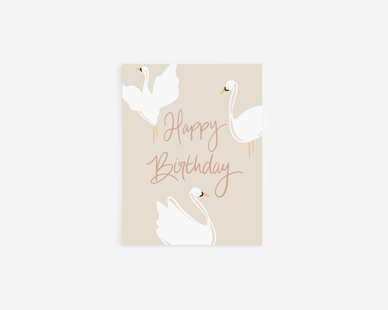 Swan Themed Happy Birthday Card